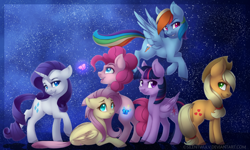 Size: 1500x900 | Tagged: safe, artist:silentwulv, derpibooru import, applejack, fluttershy, pinkie pie, rainbow dash, rarity, twilight sparkle, twilight sparkle (alicorn), alicorn, earth pony, pegasus, pony, unicorn, female, mane six, mare