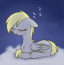 Size: 800x814 | Tagged: safe, artist:dusthiel, derpy hooves, pegasus, pony, blush sticker, blushing, cute, female, mare, sleeping, solo, zzz