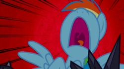 Size: 550x309 | Tagged: safe, rainbow dash, pegasus, pony, castle mane-ia, aaugh!, animated, mouth, nose in the air, scared, screaming, solo, tongue out, uvula, yelling