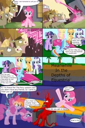 Size: 3000x4500 | Tagged: safe, artist:santaprime, derpibooru import, applejack, fluttershy, pinkie pie, rainbow dash, rarity, twilight sparkle, earth pony, pegasus, pony, unicorn, absurd resolution, comic, death, hell, satan