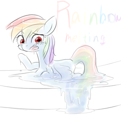 Size: 600x600 | Tagged: safe, artist:yajima, rainbow dash, goo pony, original species, pegasus, pony, melting, pixiv, solo