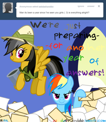 Size: 1280x1459 | Tagged: safe, artist:drumblastingquilava, daring do, rainbow dash, pegasus, pony, ask, askdashanddo, tumblr