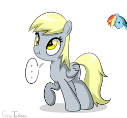 Size: 1600x1500 | Tagged: safe, artist:graytyphoon, derpibooru import, derpy hooves, rainbow dash, pegasus, pony, ..., female, frown, mare, simple background