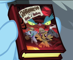 Size: 1298x1080 | Tagged: safe, daring do, rainbow dash, pegasus, pony, daring don't, book, daring do and the ring of destiny, solo