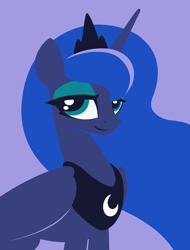 Size: 4072x5368 | Tagged: safe, artist:azdaracylius, princess luna, alicorn, pony, absurd resolution, blue background, cute, female, lidded eyes, lineless, lunabetes, mare, simple background, solo