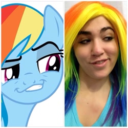 Size: 960x960 | Tagged: safe, artist:magyktrix, rainbow dash, human, daring don't, cosplay, irl, irl human, photo, smugdash, spoiler