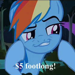 Size: 598x600 | Tagged: safe, screencap, rainbow dash, pegasus, pony, daring don't, image macro, smugdash, solo, subway