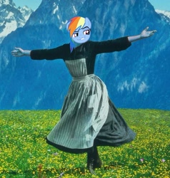 Size: 941x987 | Tagged: safe, rainbow dash, daring don't, barely pony related, maria, musical, smugdash, the hills are aliiiiive, the sound of music