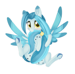 Size: 1024x1002 | Tagged: safe, artist:dusthiel, oc, oc only, pegasus, pony, blushing, covering, ear fluff, female, looking at you, mare, simple background, solo, tail covering, tail ring, transparent background, underhoof