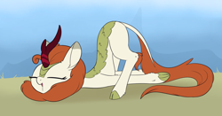 Size: 2167x1133 | Tagged: safe, artist:dusthiel, autumn blaze, kirin, digital art, drool, female, sleeping, solo