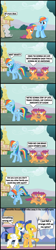 Size: 1047x4691 | Tagged: safe, artist:bronybyexception, flash sentry, mayor mare, rainbow dash, scootaloo, pegasus, pony, comic, excited, facehoof, royal guard, scootaderp