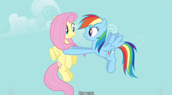 Size: 636x351 | Tagged: safe, screencap, fluttershy, rainbow dash, pegasus, pony, daring don't, meme, youtube caption