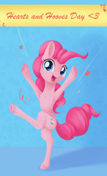 Size: 1320x2175 | Tagged: safe, artist:dusthiel, pinkie pie, earth pony, pony, armpits, bipedal, cute, diapinkes, digital art, female, hearts and hooves day, mare, open mouth, solo