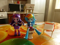 Size: 1296x972 | Tagged: safe, derpibooru import, rainbow dash, twilight sparkle, equestria girls, but why, clothes, doll, equestria girls minis, irl, photo, skirt, toilet, toy