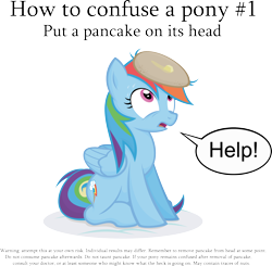 Size: 2650x2598 | Tagged: safe, artist:jittery-the-dragon, rainbow dash, pegasus, pony, behaving like a cat, cute, female, frown, how to confuse a pony, looking up, mare, open mouth, pancakes, pointless pony tips, rainbow cat, sitting, solo, stuck, sweat, wide eyes