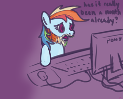 Size: 1280x1024 | Tagged: artist needed, safe, rainbow dash, pegasus, pony, beard, computer, movember, solo