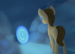Size: 1642x1184 | Tagged: safe, artist:dusthiel, doctor whooves, earth pony, pony, atg 2020, facing away, male, newbie artist training grounds, portal, solo, stallion