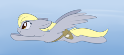 Size: 2148x956 | Tagged: safe, artist:dusthiel, derpy hooves, pegasus, pony, atg 2020, cheek fluff, chest fluff, cute, derpabetes, fast, female, flying, leg fluff, mare, newbie artist training grounds, profile, solo, spread wings, wings