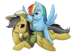 Size: 700x500 | Tagged: safe, artist:norang94, daring do, rainbow dash, pegasus, pony, daring don't, female, mare, wings