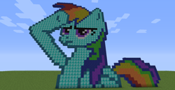 Size: 1024x529 | Tagged: safe, rainbow dash, pegasus, pony, minecraft, minecraft pixel art, pixel art, solo