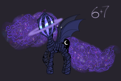 Size: 3477x2340 | Tagged: safe, artist:sixes&sevens, princess luna, alicorn, pony, bat wings, body horror, eldritch abomination, extra eyes, female, simple background, solo, wings