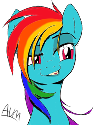 Size: 967x1280 | Tagged: safe, artist:anthonylol, artist:stoic5, rainbow dash, pegasus, pony, daring don't, female, grin, lidded eyes, mare, redraw, simple background, smiling, smugdash, solo, white background