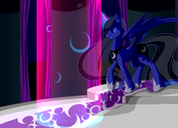 Size: 1280x922 | Tagged: safe, alternate version, artist:sev, princess luna, alicorn, pony, carpet, crown, eyes closed, female, jewelry, magic, magic aura, mare, regalia, solo