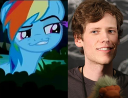 Size: 564x433 | Tagged: safe, rainbow dash, human, daring don't, comparison, irl, irl human, moot, photo, smiling, smugdash