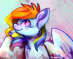 Size: 2752x2230 | Tagged: safe, artist:ablackspiritwolf, derpibooru import, rainbow dash, pegasus, pony, cheek fluff, chest fluff, solo, wingding eyes