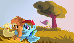 Size: 1936x1136 | Tagged: safe, derpibooru import, applejack, fluttershy, rainbow dash, earth pony, pegasus, pony, appledash, female, lesbian, shipping