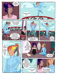 Size: 781x1022 | Tagged: safe, artist:demdoodles, rainbow dash, twilight sparkle, human, comic:measurements, comic, humanized, light skin, moderate dark skin