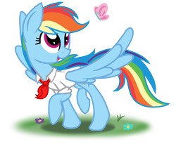 Size: 1100x900 | Tagged: safe, artist:geraritydevillefort, derpibooru import, rainbow dash, butterfly, pegasus, pony, cute, dashabetes, rainbow dantes, solo, the count of monte cristo