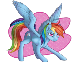 Size: 1000x857 | Tagged: safe, artist:mpsins, derpibooru import, rainbow dash, pegasus, pony, backwards cutie mark, solo