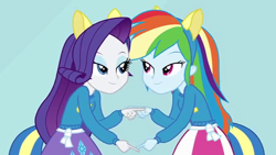 Size: 640x360 | Tagged: safe, derpibooru import, screencap, rainbow dash, rarity, equestria girls, cropped