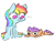 Size: 771x595 | Tagged: safe, artist:nobody, derpibooru import, rainbow dash, scootaloo, pegasus, pony, ..., tongue out