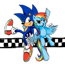 Size: 1024x1024 | Tagged: safe, artist:jakeromano, derpibooru import, rainbow dash, pegasus, pony, crossover, sonic the hedgehog, sonic the hedgehog (series)