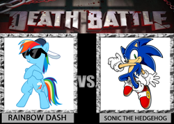 Size: 1008x720 | Tagged: safe, rainbow dash, pegasus, pony, crossover, death battle, meme, sonic the hedgehog, sonic the hedgehog (series)