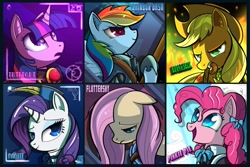 Size: 1947x1300 | Tagged: safe, artist:swordflash4, derpibooru import, applejack, fluttershy, pinkie pie, rainbow dash, rarity, twilight sparkle, earth pony, pegasus, pony, unicorn, clothes, macroschism, mane six