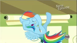 Size: 641x356 | Tagged: safe, screencap, rainbow dash, pegasus, pony, flight to the finish, female, flying, great moments in animation, mare, plot, solo