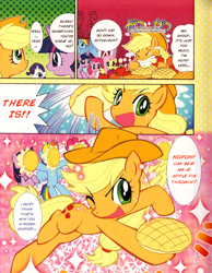 Size: 860x1106 | Tagged: safe, artist:akira himekawa, derpibooru import, applejack, fluttershy, pinkie pie, rainbow dash, rarity, twilight sparkle, earth pony, pegasus, pony, unicorn, mane six, manga, official, translation