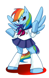 Size: 460x733 | Tagged: safe, artist:norang94, rainbow dash, pegasus, pony, clothes, school uniform, schoolgirl, skirt, solo