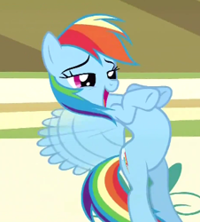 Size: 308x340 | Tagged: safe, screencap, rainbow dash, pegasus, pony, flight to the finish, flying, solo