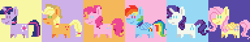 Size: 768x128 | Tagged: safe, artist:ervmaprangs, derpibooru import, applejack, fluttershy, pinkie pie, rainbow dash, rarity, twilight sparkle, earth pony, pegasus, pony, unicorn, mane six, pixel art