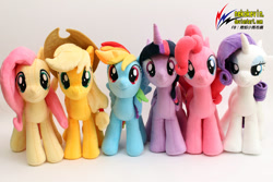 Size: 1024x683 | Tagged: safe, artist:nekokevin, derpibooru import, applejack, fluttershy, pinkie pie, rainbow dash, rarity, twilight sparkle, twilight sparkle (alicorn), alicorn, pony, female, irl, looking at you, mane six, mare, photo, plushie