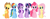 Size: 2000x768 | Tagged: safe, derpibooru import, applejack, fluttershy, pinkie pie, rainbow dash, starlight glimmer, twilight sparkle, earth pony, pegasus, pony, background pony rarity, hugpony poses