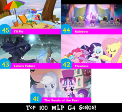 Size: 1704x1560 | Tagged: safe, artist:don2602, edit, edited screencap, screencap, applejack, fluttershy, pinkie pie, princess luna, rainbow dash, rarity, snowfall frost, songbird serenade, spirit of hearth's warming past, starlight glimmer, tank, twilight sparkle, twilight sparkle (alicorn), alicorn, earth pony, pegasus, pony, tortoise, unicorn, a hearth's warming tail, fame and misfortune, my little pony: the movie, tanks for the memories, spoiler:my little pony movie, backup dancers, blizzard, cloak, clothes, eyes closed, flawless, glasses, hat, i'll fly, lounge chair, luna's future, mane six, rainbow (song), raised hoof, seeds of the past, shorts, snow, snowfall, spirit of hearth's warming yet to come, top 100 mlp g4 songs, top hat, umbrella