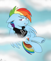 Size: 1024x1229 | Tagged: safe, artist:theartistsora, derpibooru import, rainbow dash, pegasus, pony, cloud, piercing, solo, twenty one pilots