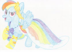 Size: 2048x1489 | Tagged: safe, artist:retromadnesszone, rainbow dash, pegasus, pony, clothes, dress, gala dress, solo