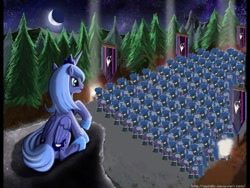 Size: 600x450 | Tagged: safe, artist:aerostheunsure, artist:php50, edit, princess luna, alicorn, pony, army, female, mare, moon, s1 luna, shadowbolts, sitting, tree