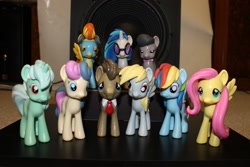 Size: 1600x1067 | Tagged: safe, bon bon, derpy hooves, dj pon-3, doctor whooves, fluttershy, lyra heartstrings, octavia melody, rainbow dash, spitfire, sweetie drops, vinyl scratch, earth pony, pegasus, pony, female, funko, irl, mare, photo, toy